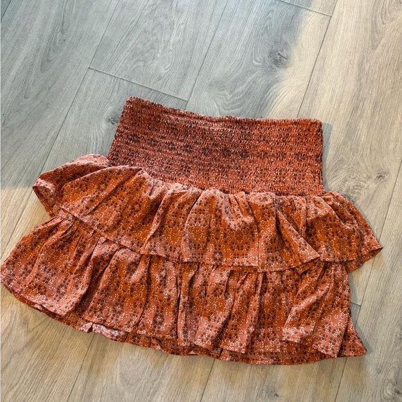 Nordstrom Dresses & Skirts - NEVER WORN - Orange & Brown Floral Ruffle Skirt
